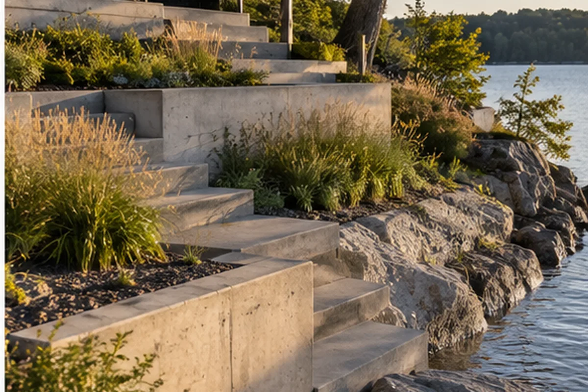 Concrete Steps & Retaining Walls finished detail in Belleville, Bay of Quinte, and Prince Edward County, Ontario